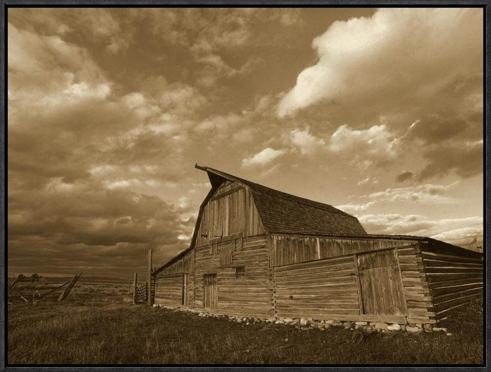 Mormon Row Barn, Grand Teton National Park, Wyoming, Sepia, 24"x18"