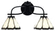 Cavella 2 Light Bath Bar In Matte Black Finish, 7" Pearl & Black Flair Art Glass
