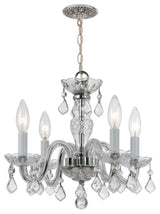 4-Light Mini Chandelier, Polished Chrome, Clear Hand-Cut Crystals