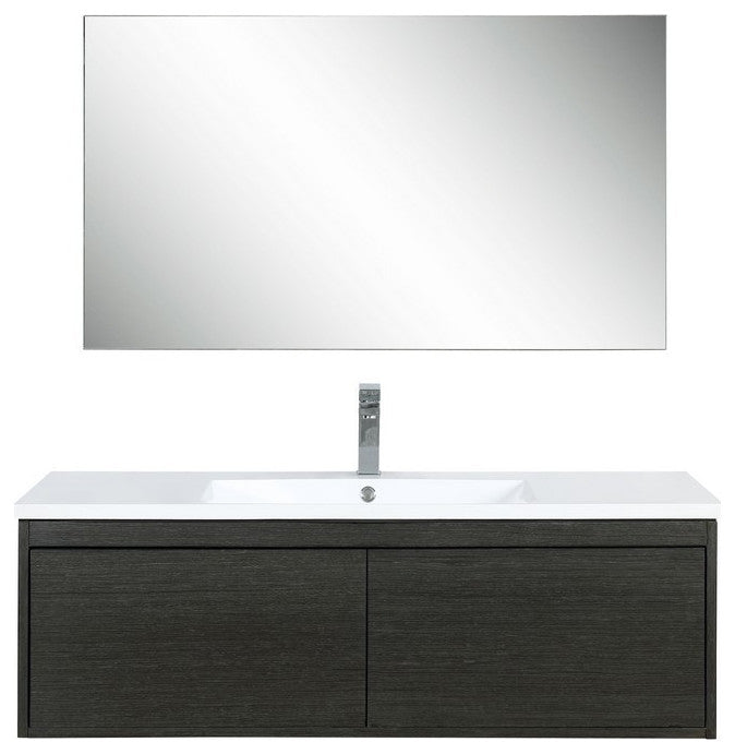 Sant Contemporary 48" Iron Charcoal Bathroom Vanity Set, Labaro Brushed Nickel F