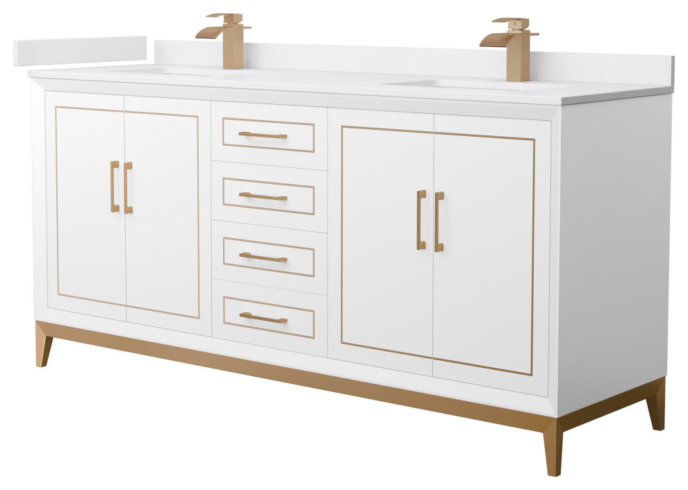 Marlena 72" Double Vanity, Cultured Top, Bronze Trim