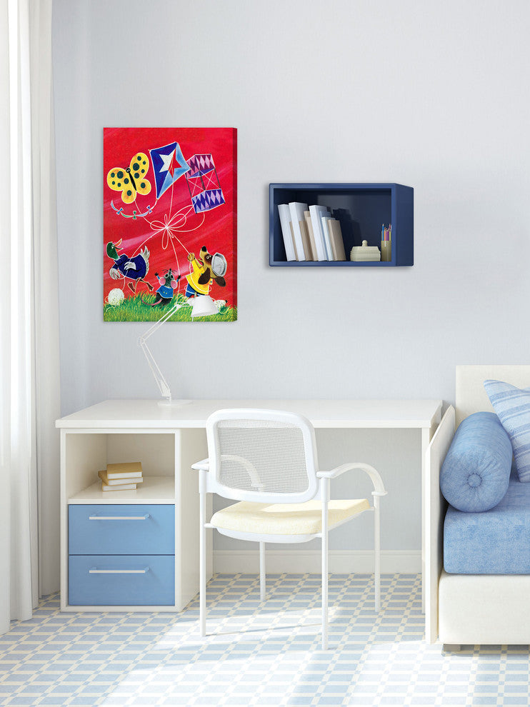 "Flying a Kite" Painting Print on Canvas by Curtis