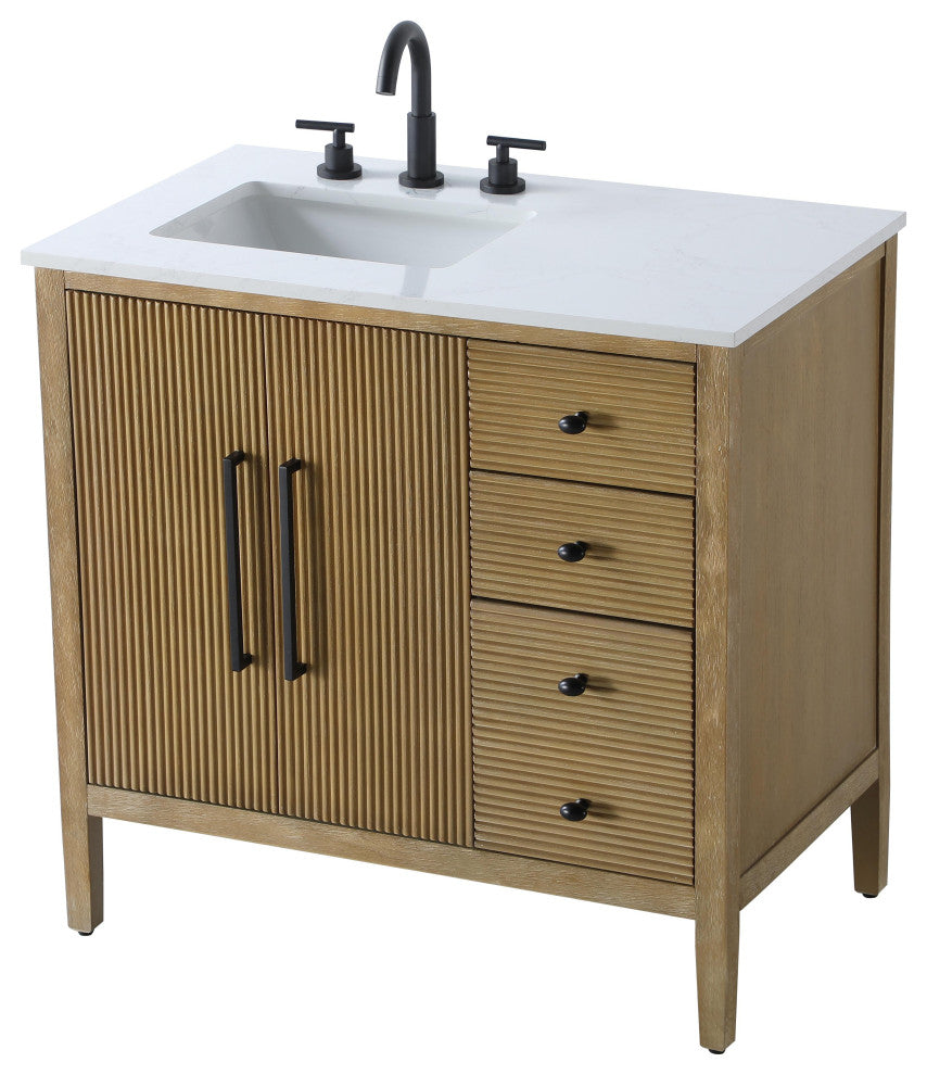 Home Living 36" Single Bathroom Vanity, Linen Oak