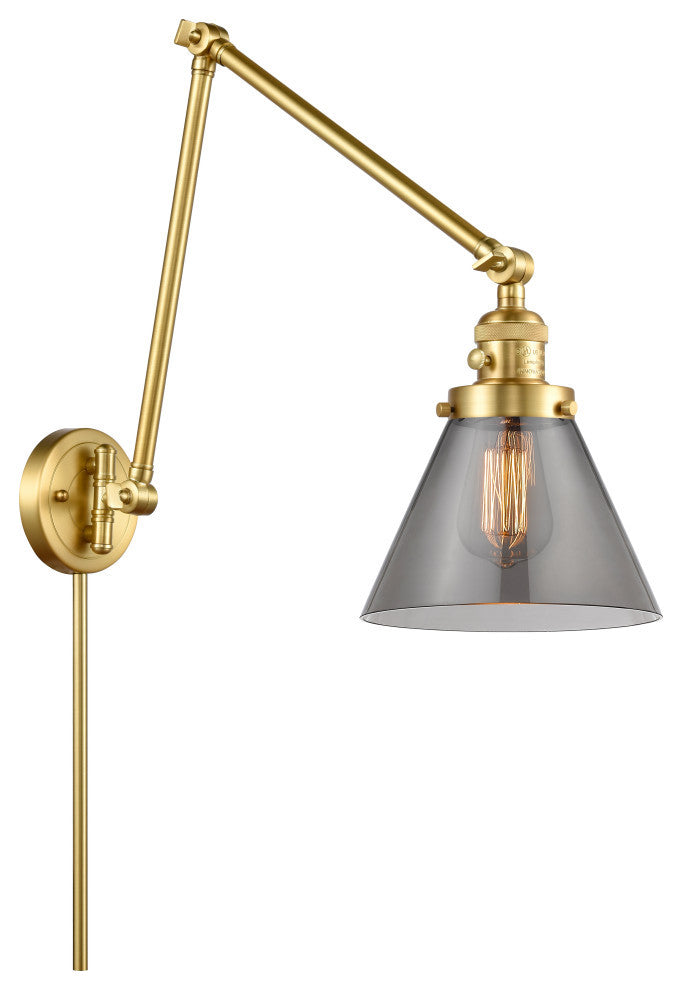 Cone Swing Arm With Switch, Satin Gold, Plated Smoke, Plated Smoke