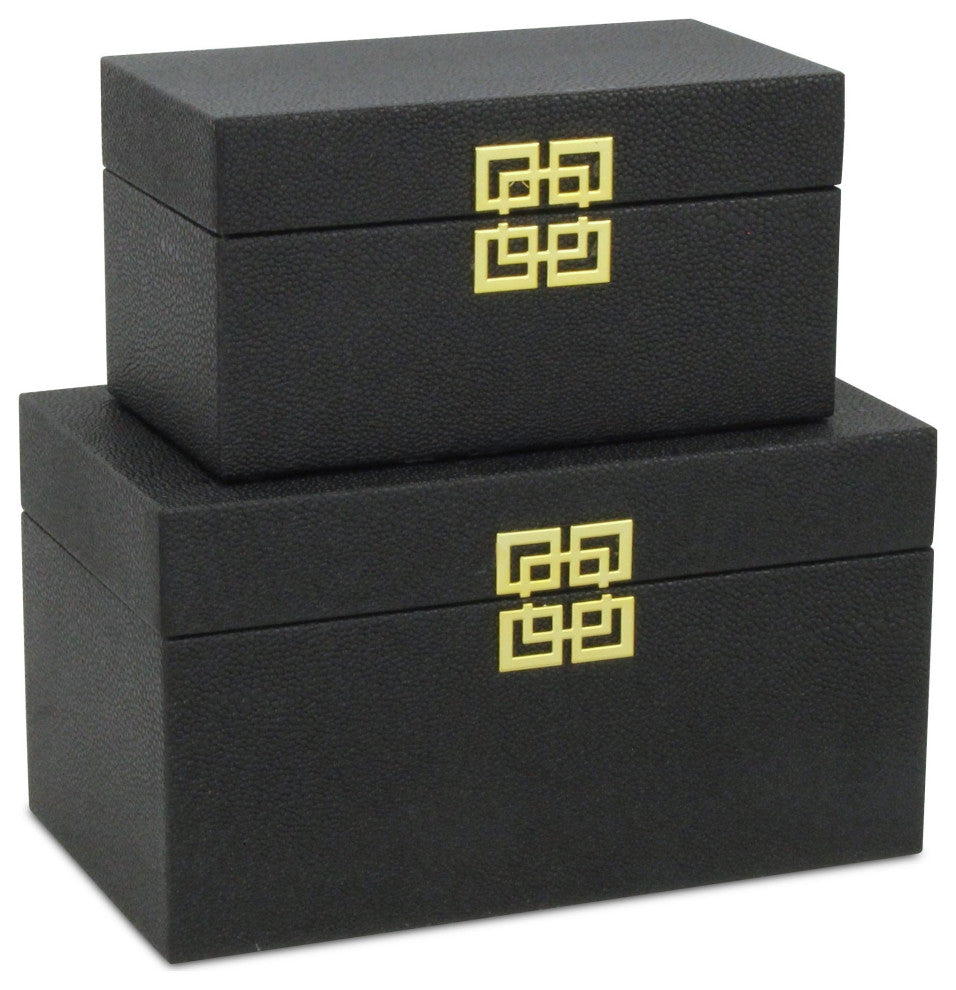 Midnight Charm Keepsake Boxes, Set of 2, Black