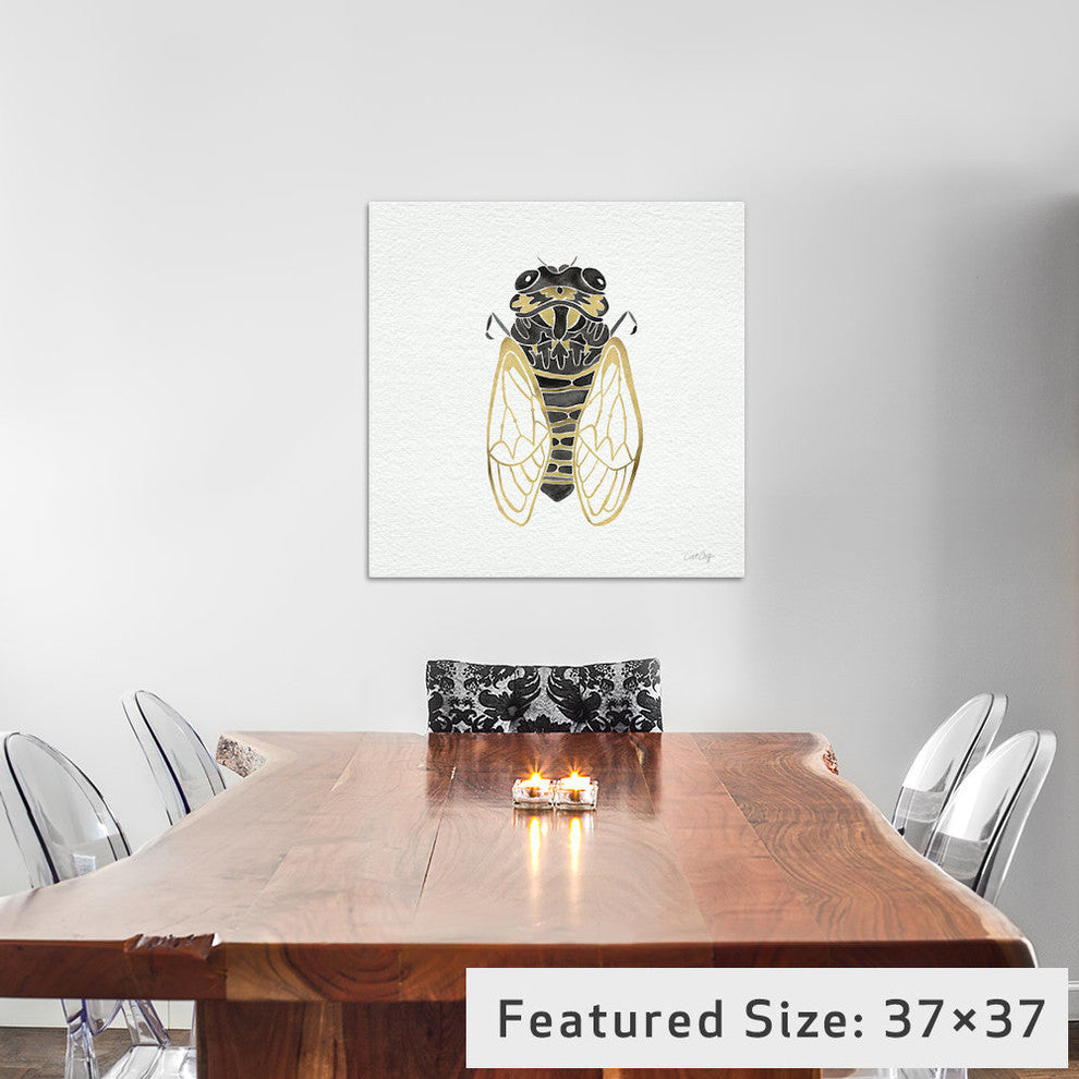 "Cicada Gold Black Artprint" by Cat Coquillette, 18x18x1.5