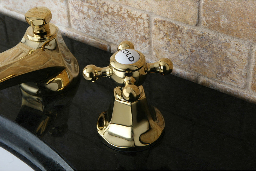 Kingston Brass Widespread Bathroom Faucet With Brass Pop-Up, Polished Brass