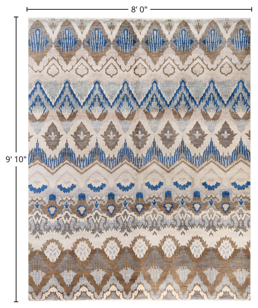 Ikat One-of-a-Kind Handmade Area Rug Beige, 8' 0" x 9' 10"