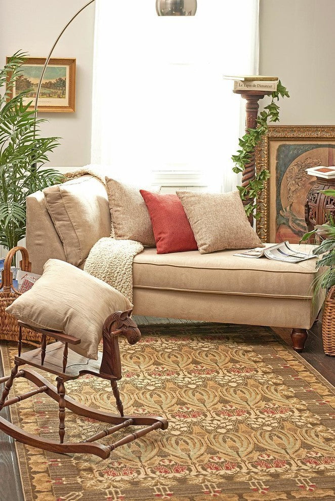 Unique Loom Brown Carnation Edinburgh 6' 0 x 6' 0 Round Rug