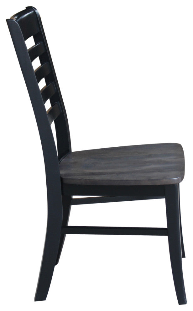 Set of Two Roma Ladderback Chairs, Coal-Black/Washed Black