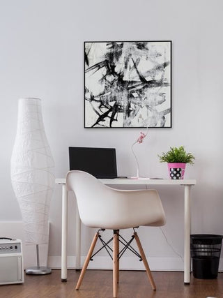 "Monotype Scribble II" Floater Framed Painting Print on Canvas, 16"x16"