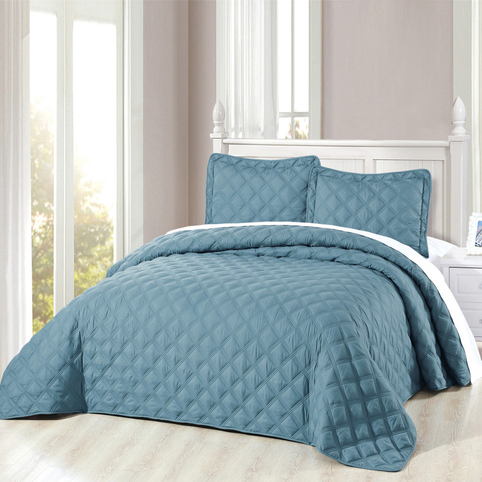 Charleston Down Alternative Bed Spread Set, Smoke Blue, Twin