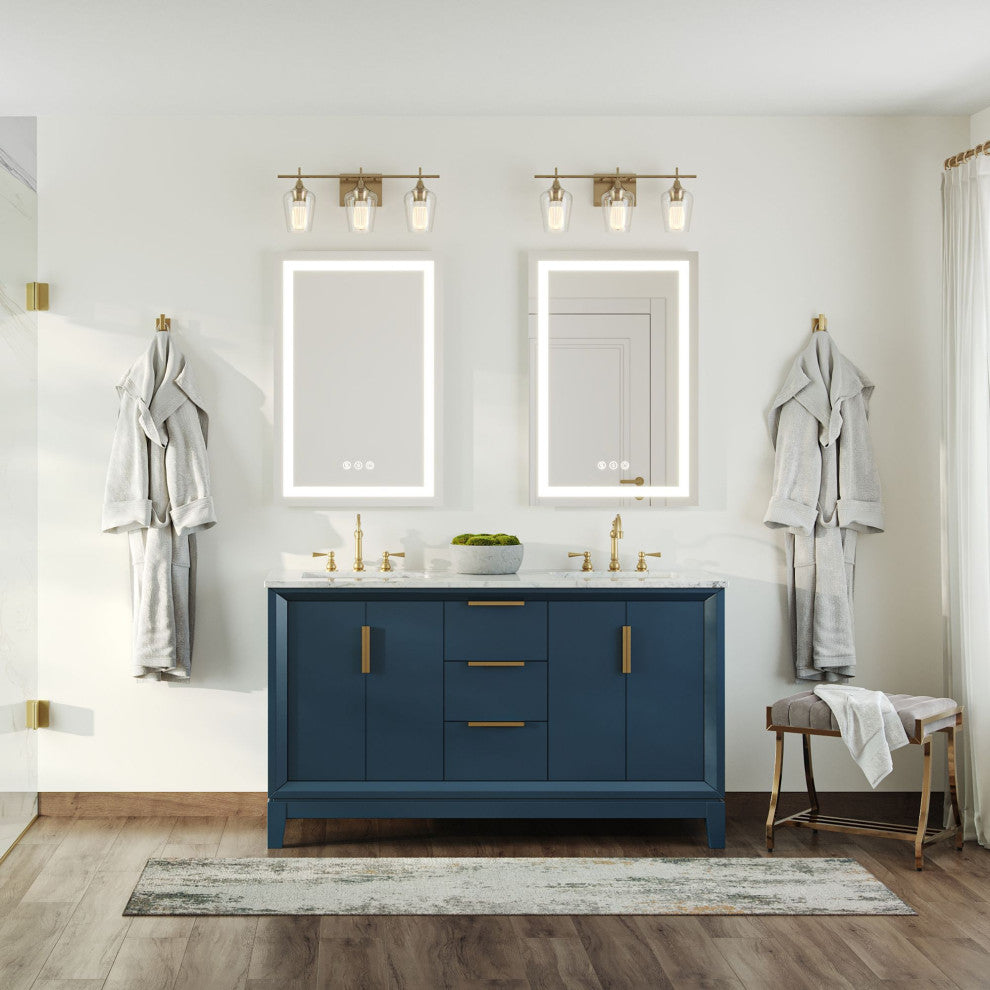 The Ezra Bathroom Vanity, Monarch Blue, 60", Double Sink, Freestanding