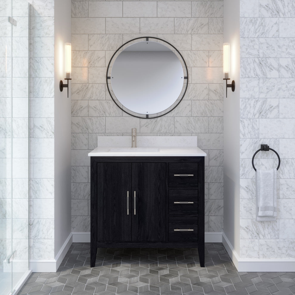 Vienna 36" Single Vanity With Power Bar and Drawer Organizer, Espresso