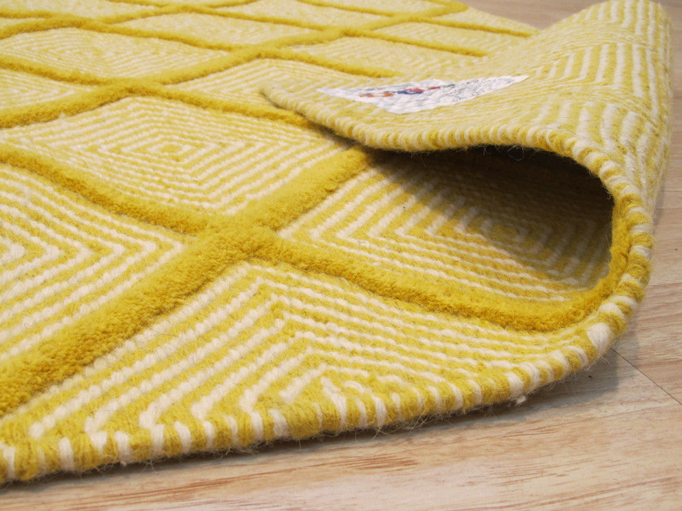 Handmade Wool Yellow Transitional Trellis Xavier Rug, 8'x10'