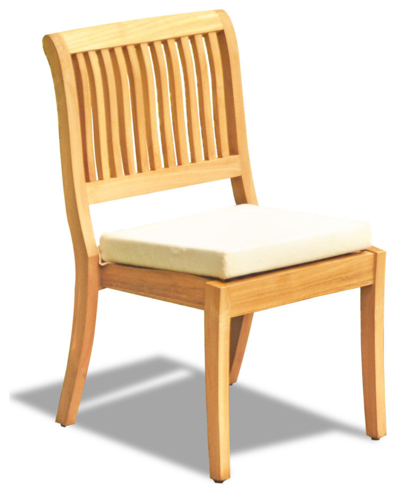 7-Piece Teak Dining Set, 117" Extension Oval Table, 6 Stacking Armless Chairs