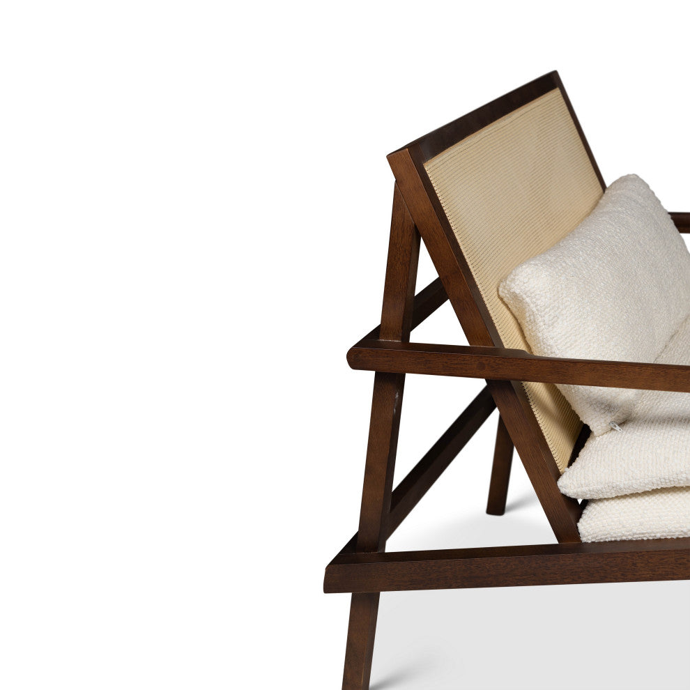 Modern Brazilian, Barra, Cane Lounge Chair, Neutral Brown/Natural/Ivory