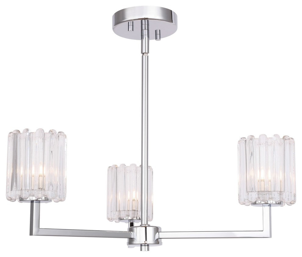 Candice 3-Light Chandelier, Swizzle Stick Cylinder, Halogen G9