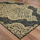 Martinique Overscale Medallion Black/ Tan Indoor/Outdoor Area Rug, 8'6"x13'