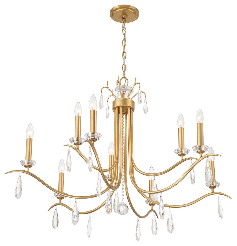 Crystorama Lighting Group ROL-18819 Rollins 9 Light 40"W Crystal - Antique Gold