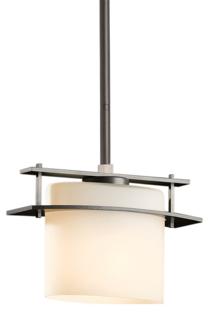Arc Ellipse Mini Pendant, Dark Smoke Finish, Opal Glass