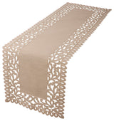 Vine Embroidered Cutwork Table Runner, Burlywood, 16"x54"