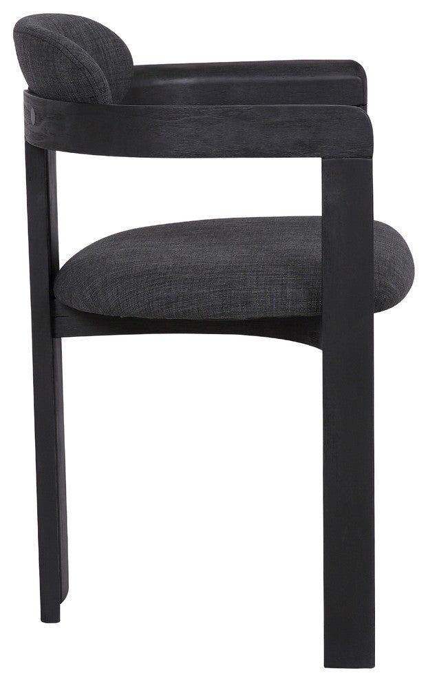 Jazmin Contemporary Dining Chair, Walnut Wood Finish & Charcoal Fabric, Set of 2, Black Brush Wood Finish