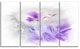 Abstract Painted Blue Floral Design, Floral Wall Art, 48"x28", 4 Panels