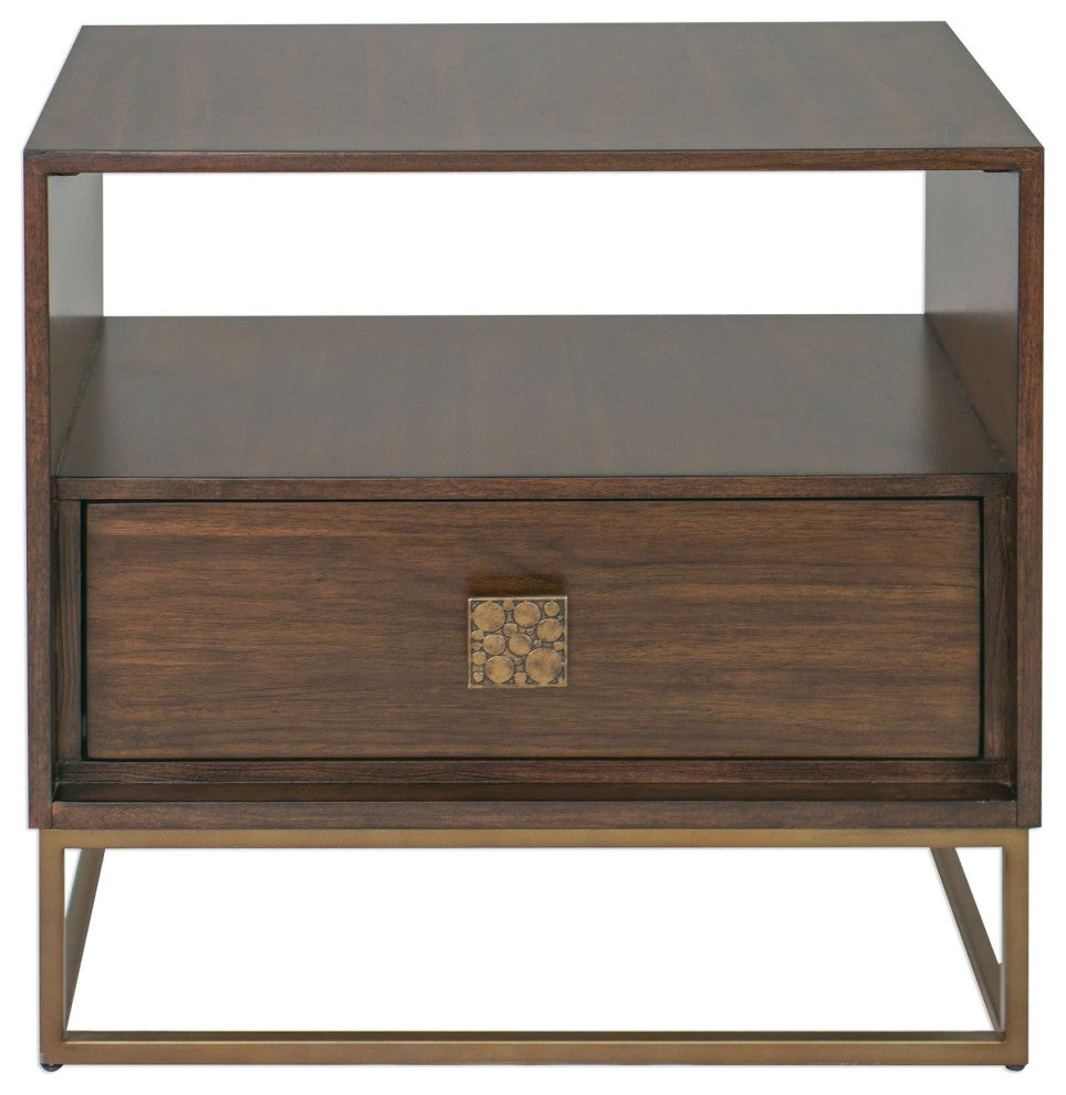 Uttermost 25318 Bexley 16"L Metal and Walnut Wood End Table - Tobacco