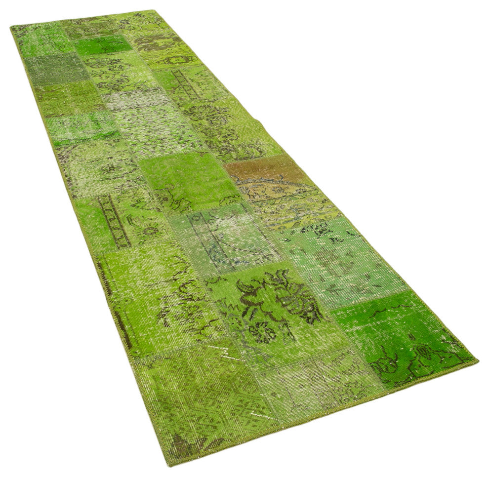 Rug N Carpet - Hand-Knotted Turkish 2' 10" x 9' 10" Vintage Patchwork Runner Rug