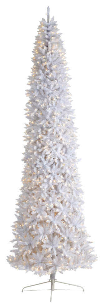 T3366 12 Slim White Artificial Christmas Tree With 1100 Warm White LED Lights