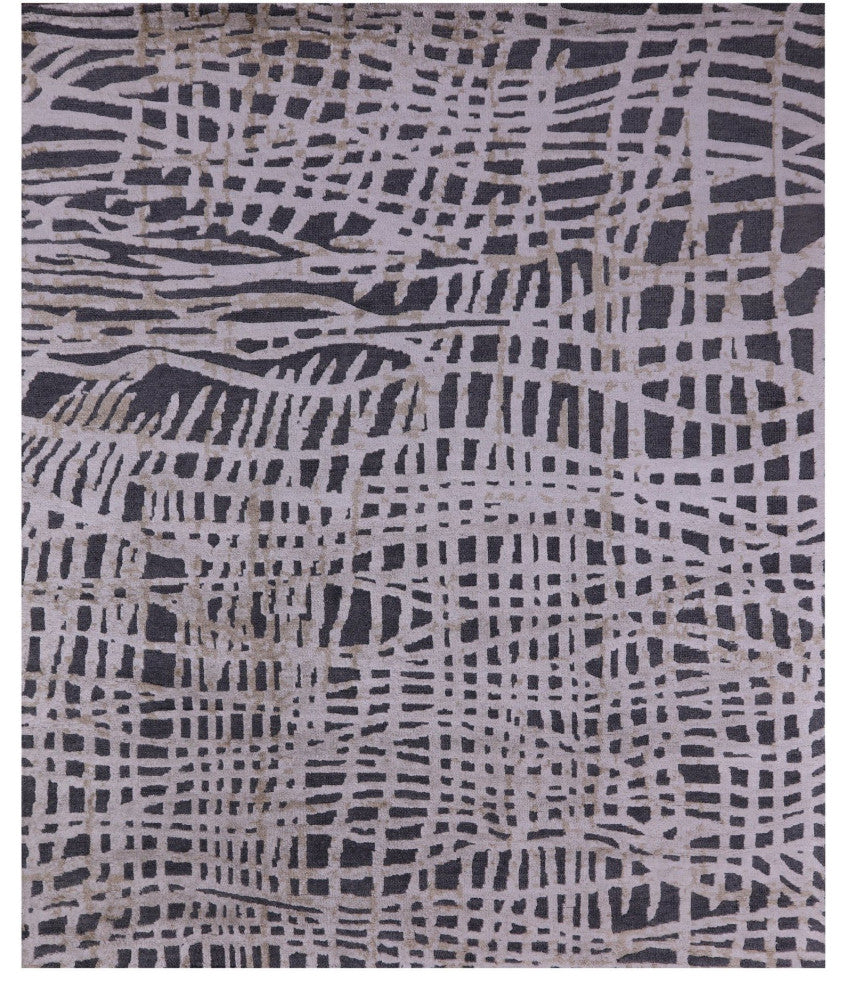8' 1" X 9' 10" Moroccan Wool and Silk Hand Knotted Rug Q9281