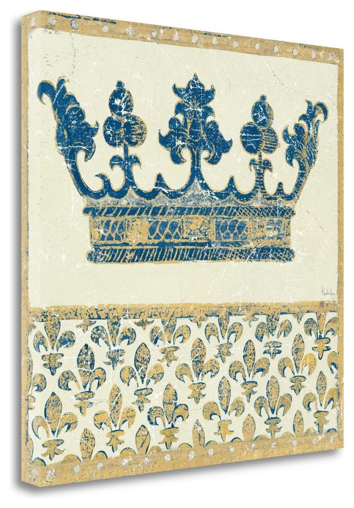 "Regal Crown Indigo And Cream" By Meloushka Designs, Gallery Wrap Canvas
