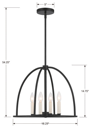Abbott Four Light Chandelier in Black
