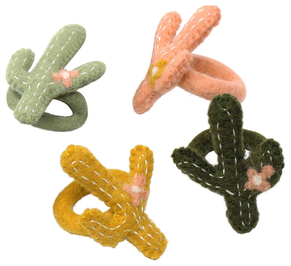 Felt Cactus Napkin Rings, Set of 4