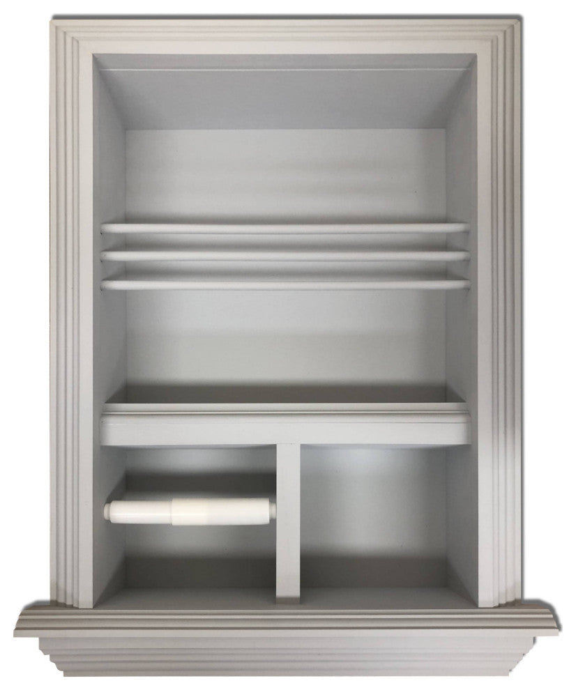 Montclair Combination Toilet Paper Holder Recessed Magazine Rack, Primed Gray
