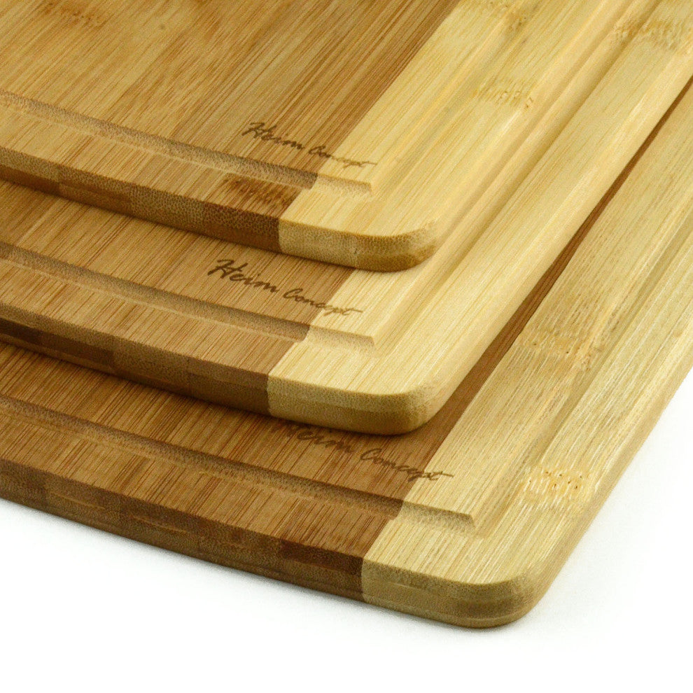 Heim Concept 3-Piece Organic Bamboo Cutting Board Set With Drip Groove