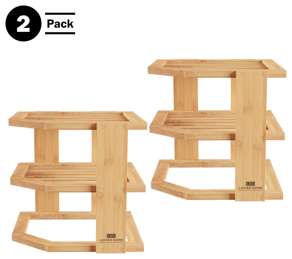 3-Tier Bamboo Corner Shelf for Kitchen or Bathroom Cabinet