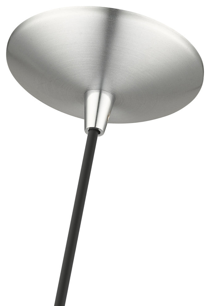 Dulce 1-Light Brushed Aluminum Cone Pendant, Polished Chrome Accents
