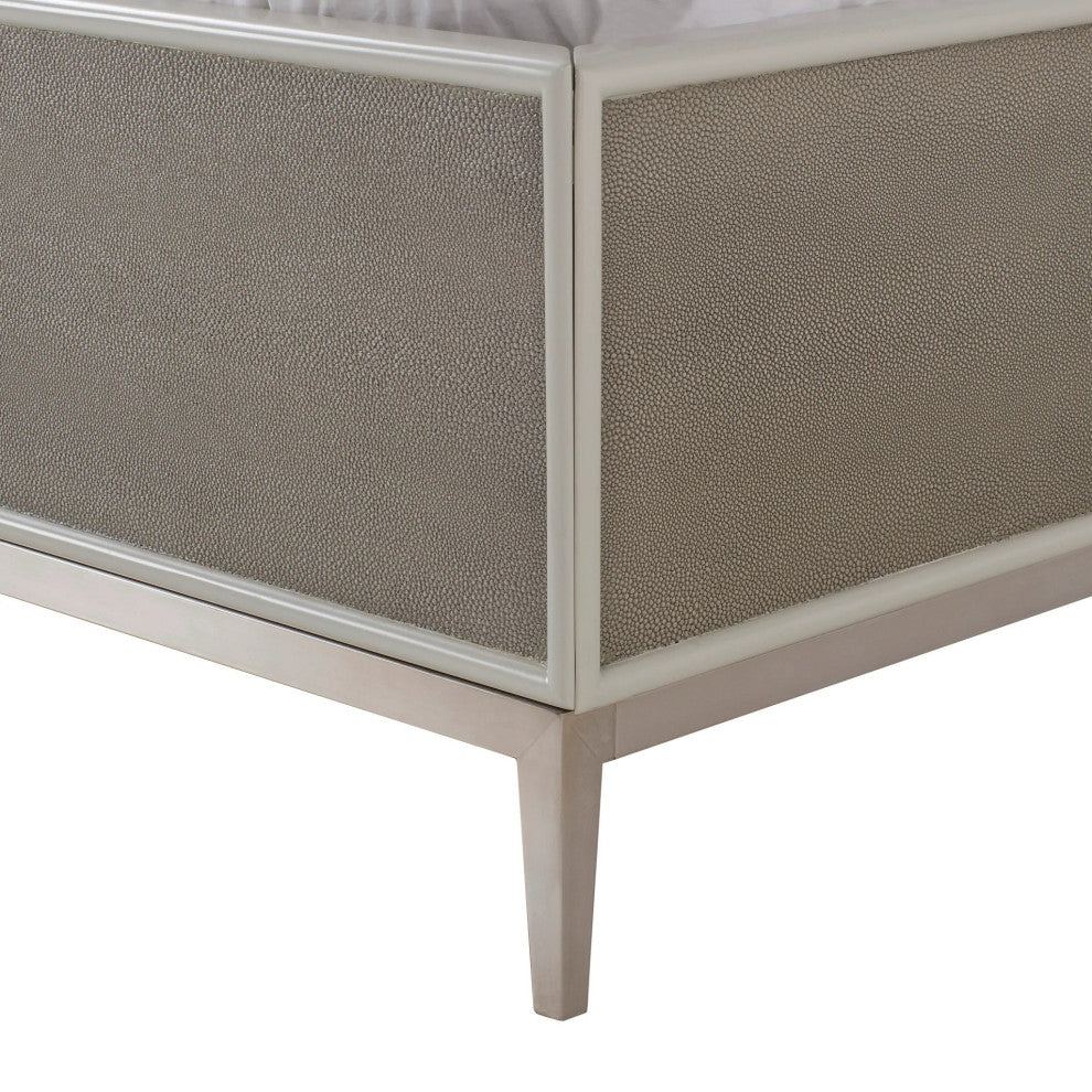 Sonder Living Alice Bed US Bed | Emboss Faux Shagreen