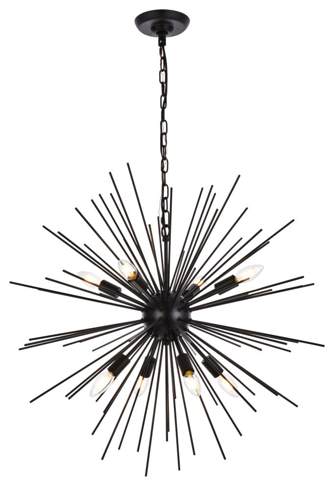 Living District Timber 8-Light Pendant Black