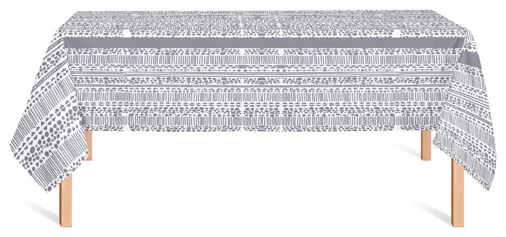 Drawn Tribal Patttern Dark Gray 58x102 Tablecloth
