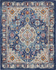 8' X 10' Blue And Ivory Power Loom Area Rug