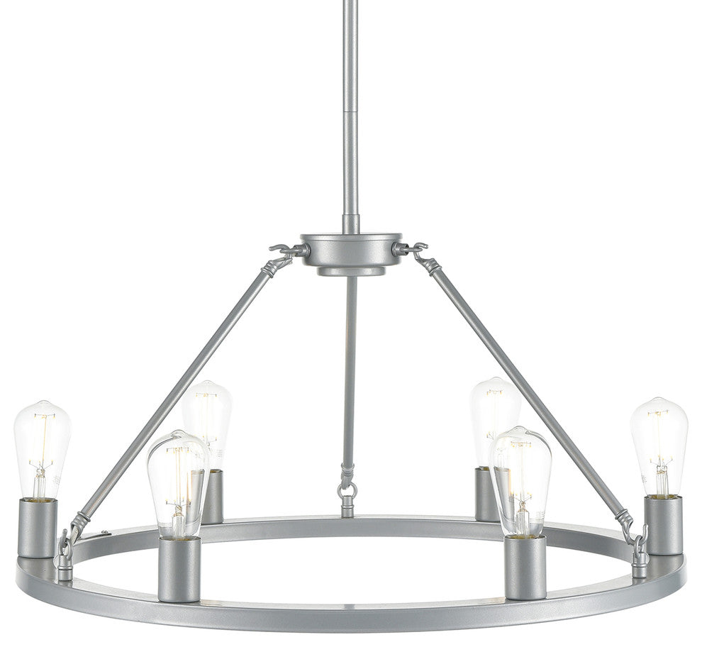 Sonoro Vertical Light Industrial Round Chandelier, Silver