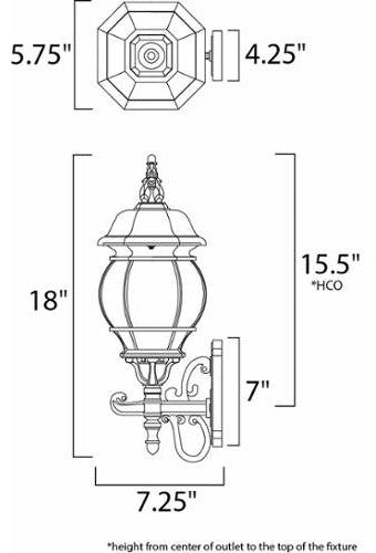 Maxim 1032 Crown Hill 18" 1 Light Wall Sconce - Black / Clear Glass