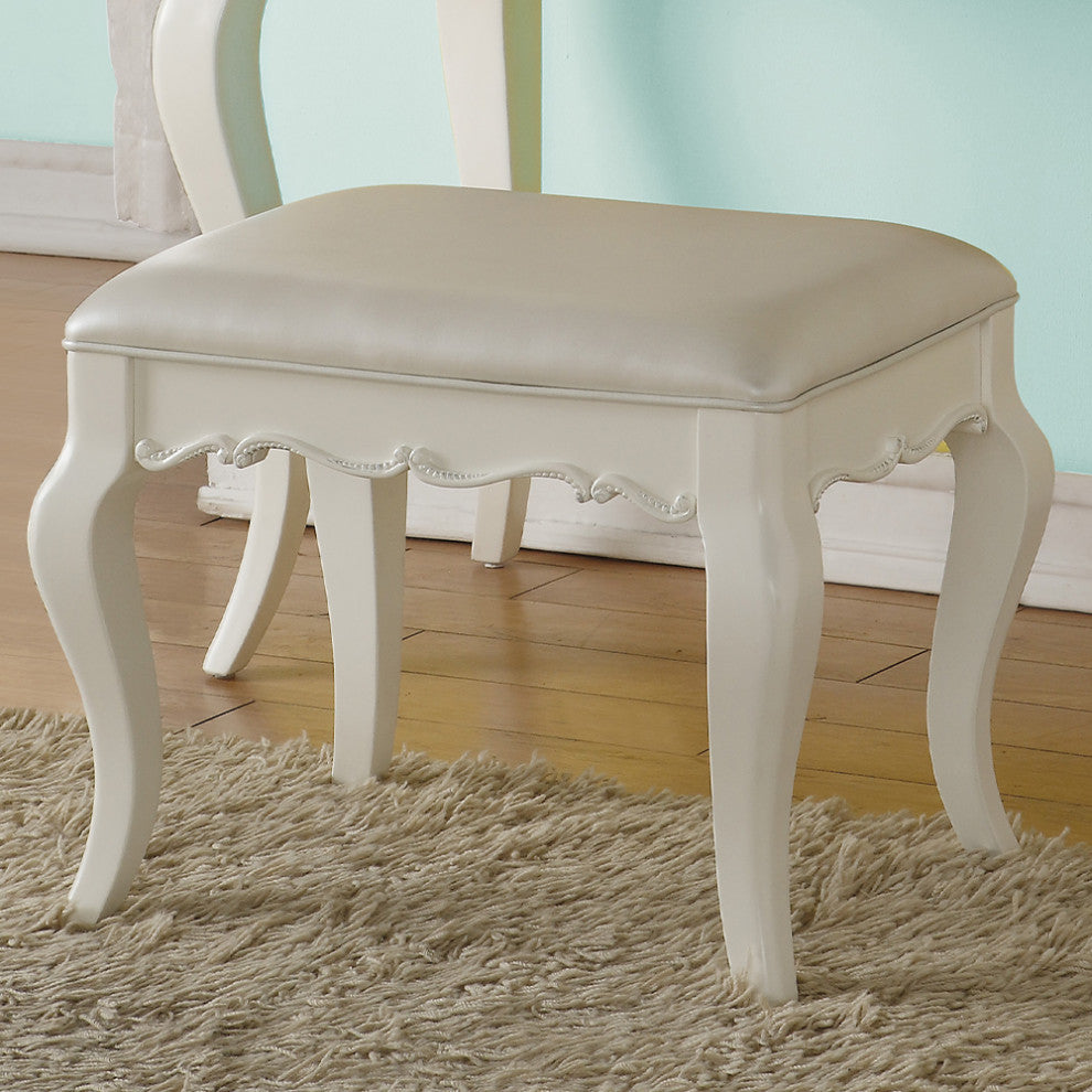 Edalene Vanity Stool, Pearl White