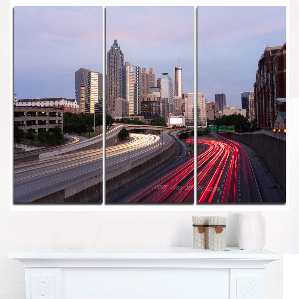 "Atlanta Georgia Rush Hour Traffic at Dusk" Metal Wall Art, 3 Panels, 36"x28"