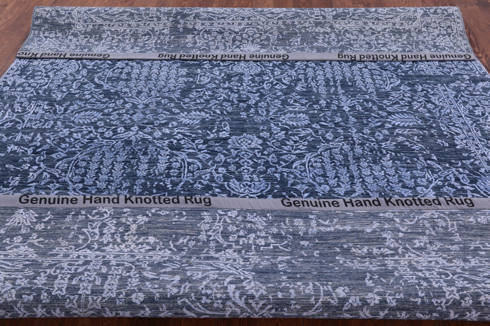 Hand Knotted Wool and Silk Persian Rug 7' 11" X 10' 0" Q6298