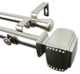 Studded 1" Double Curtain Rod, Black, Satin Nickel, 66"-120"