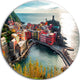 Vernazza Bay Aerial View, Seascape Disc Metal Wall Art, 11"